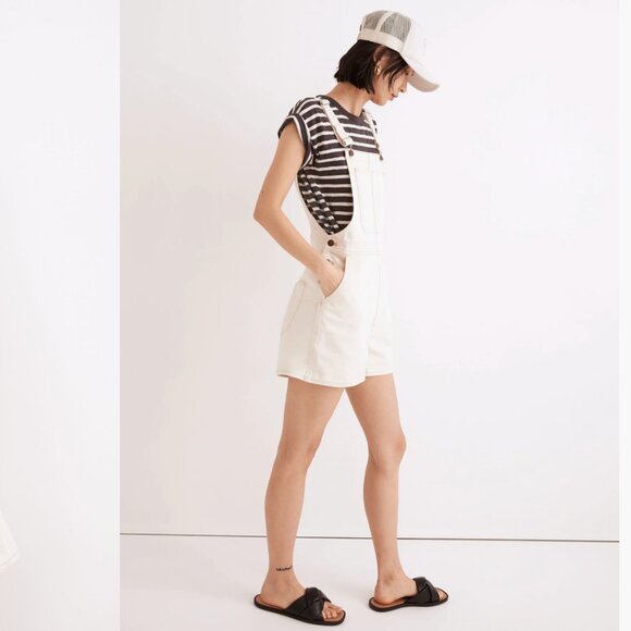 Madewell Denim Corsica Short Overalls in Vintage Canvas Wash - Picture 3 of 8